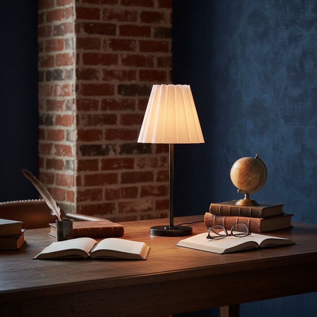 Ruffmeto Transitional Slim Table Lamp - Sculptural Shade Lighting for Living Room or Bedroom K1617