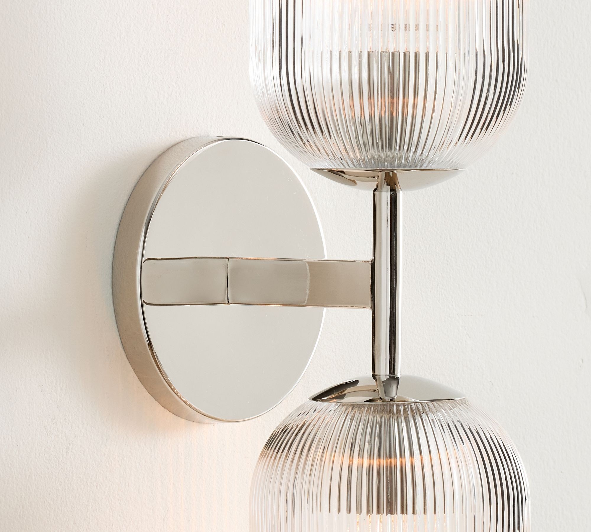 Bravira Ribbed Glass Wall Sconce - Wall Light for Living Room and Hallway K1326