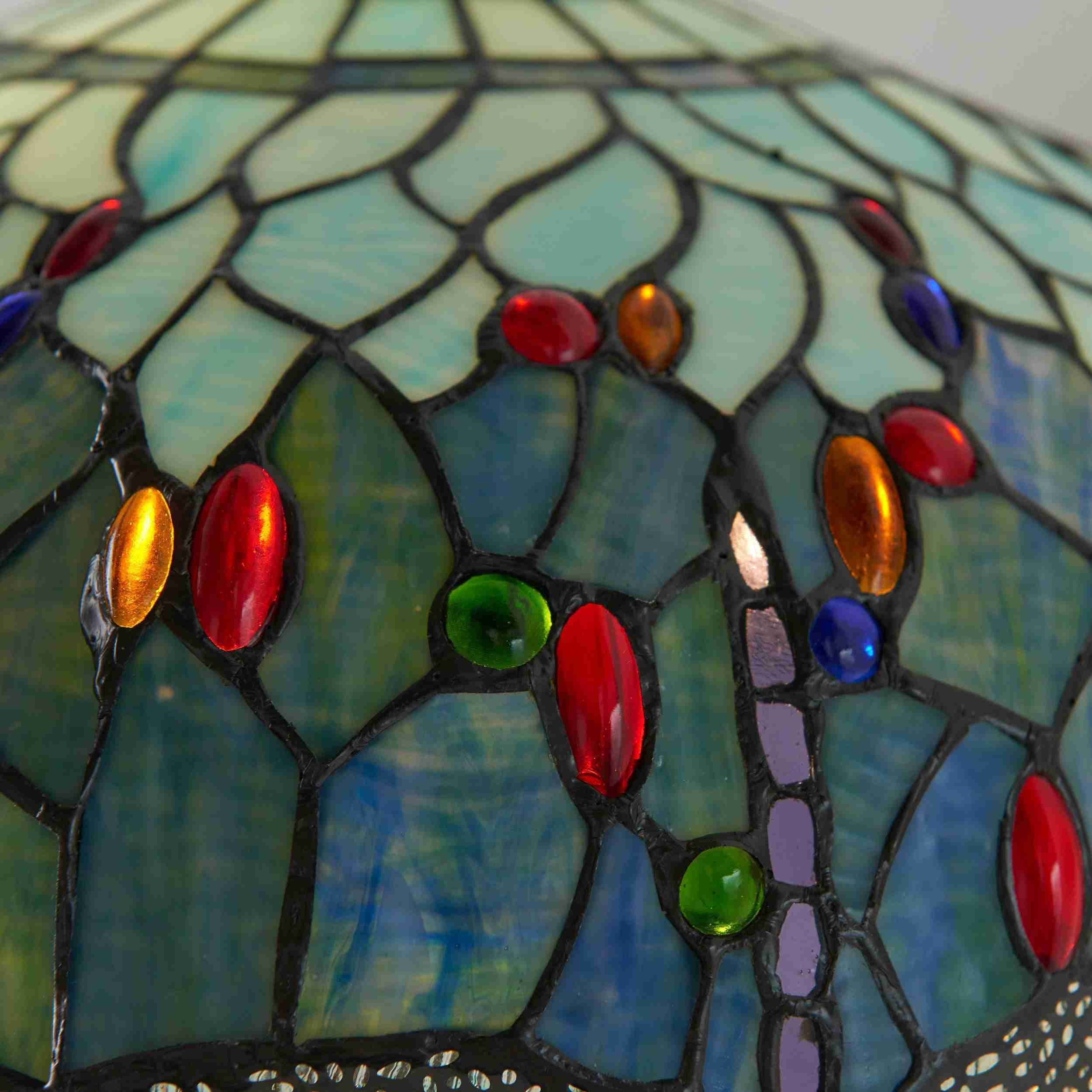 TF Dragonfly Motif Floor Lamp - Vintage Stained-Glass for Living Rooms K1903