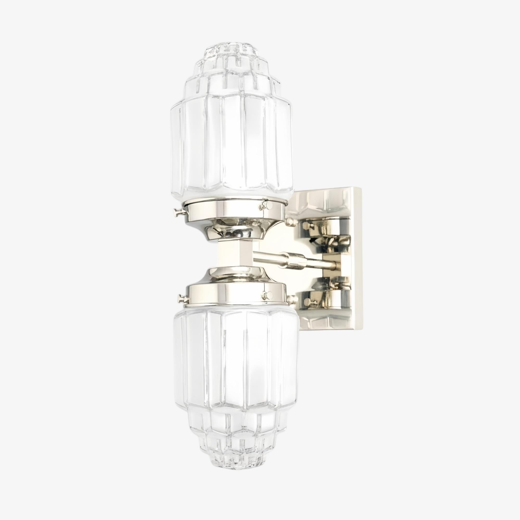 Tierlux Glass Art Deco Wall Sconce - Glass Frosted Globes with Skyscraper Globe K1471