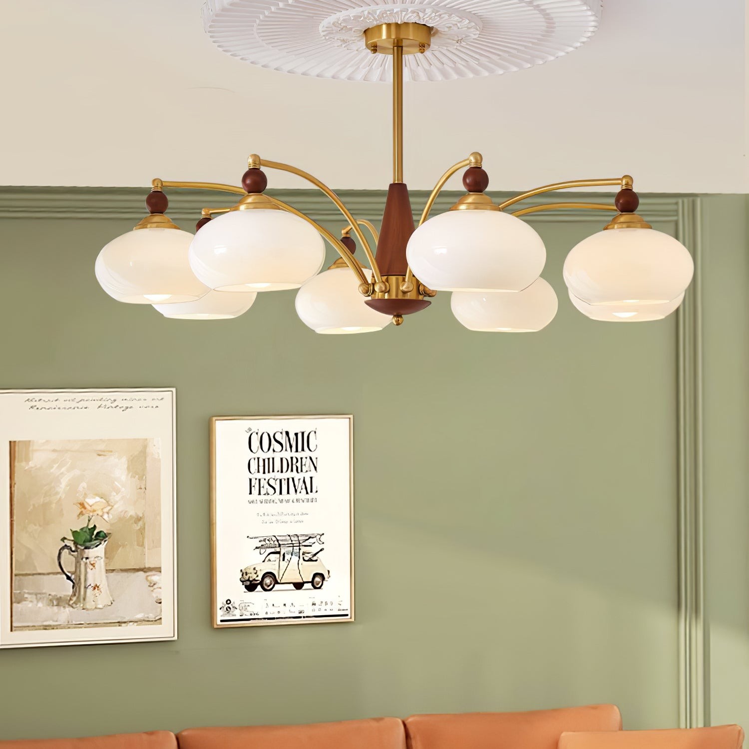 Vintage Multihead Persimmon Chandelier K623