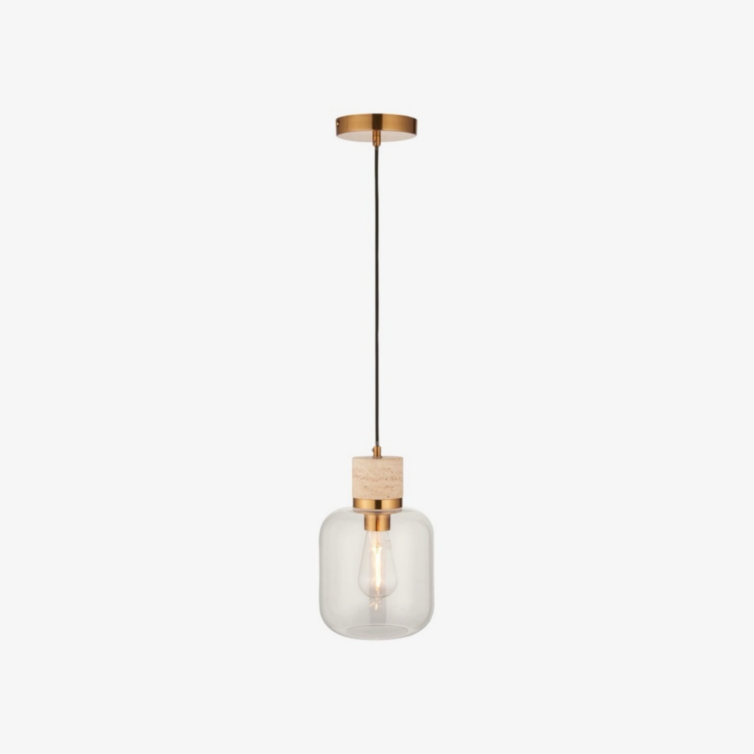 Korlisse Natural Stone and Glass Pendant Light - Stylish Lamp for Lounge or Living Room K1897