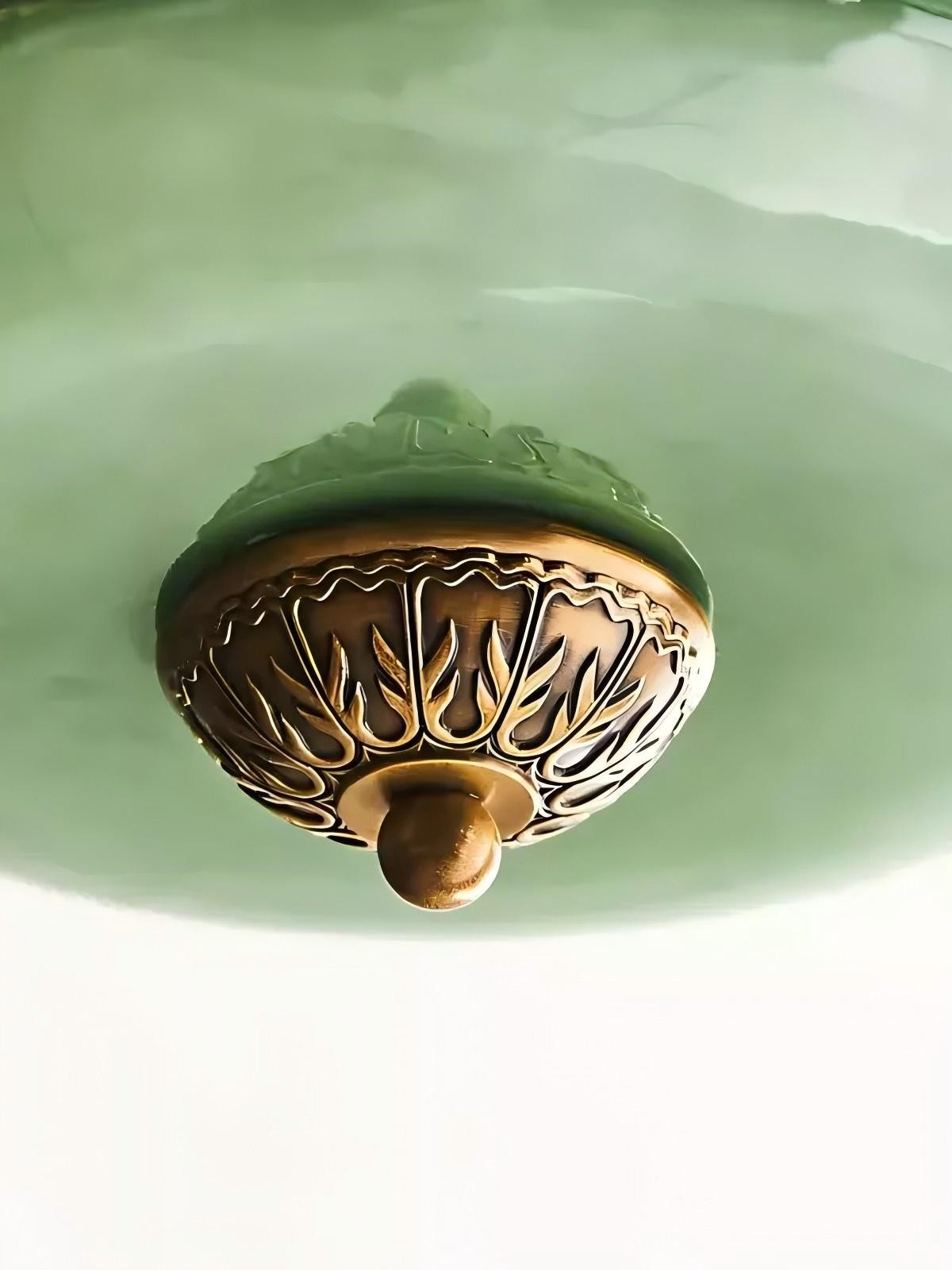Eloise Vintage Pumpkin Glass Semi-Flush Mount Pendant Light K866