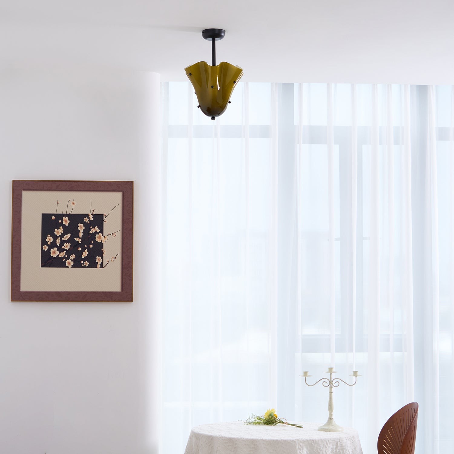 Bellina Glass Flush Mount – Artistic Fazzo Ceiling Lamp for Bedroom or Hallway K1133