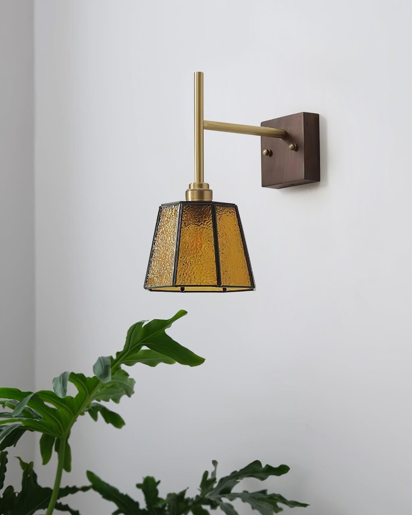 Vintage Brass Walnut Wall Lamp K754
