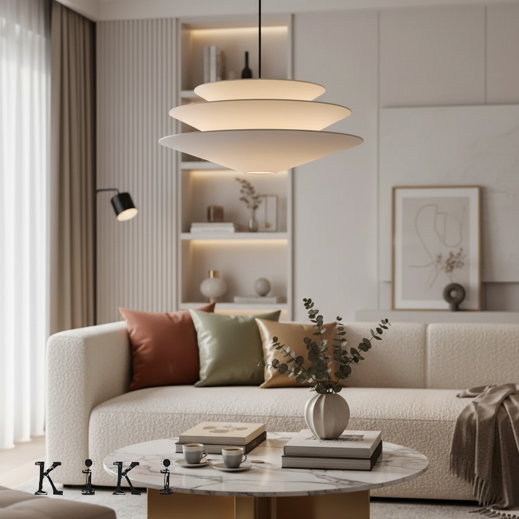 Solivara Linen Pendant Light – Modern Layered Design for Dining & Living Areas K1344