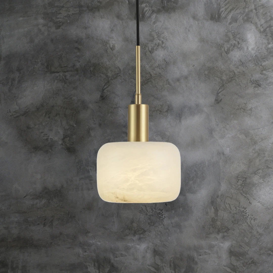 Velia Acorn Alabaster Minimalist Pendant Light D944