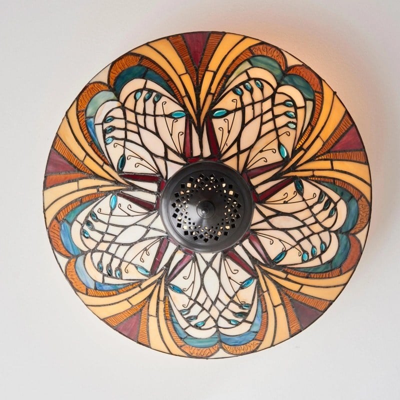 TF Hector Ceiling Light - Handcrafted Stained Glass Design Semi‑Flush or Pendant Fixture for Home K1990