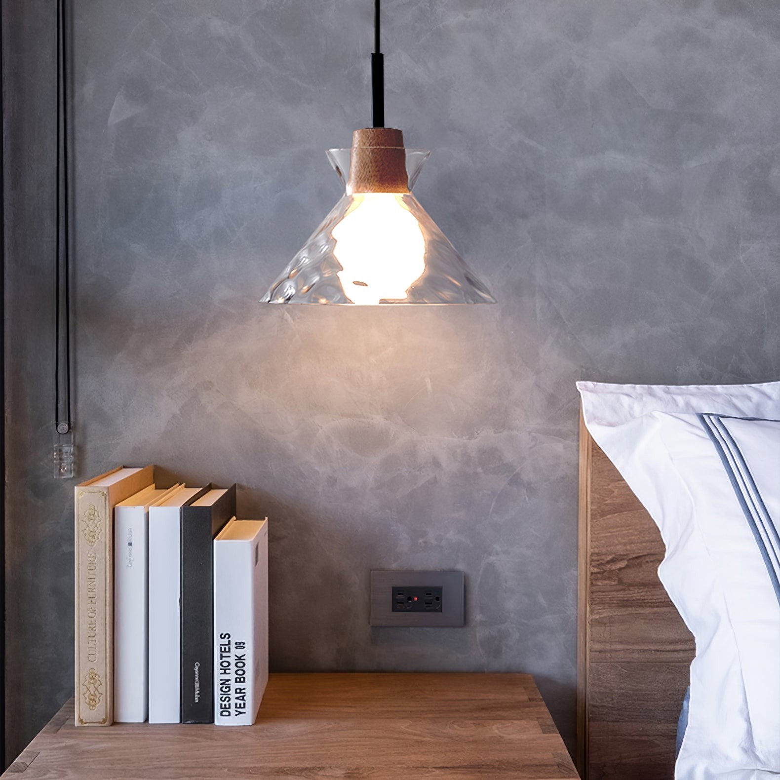 Wavy Glass Pendant Light - Ripple Glass Pendant Light for Dining Room K610