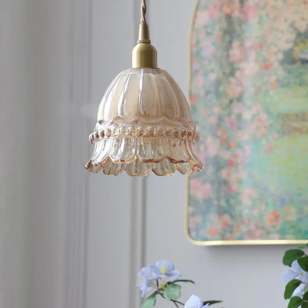 French Pastoral Jellyfish Glass Pendant Light K881