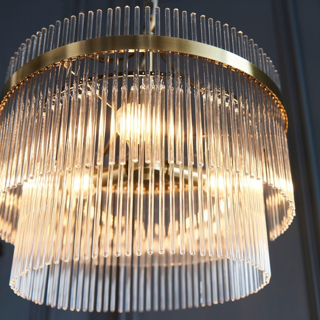 RibGlow Pendant Light - Trio Pendant with Elegant Glass Rods for Dining K1830