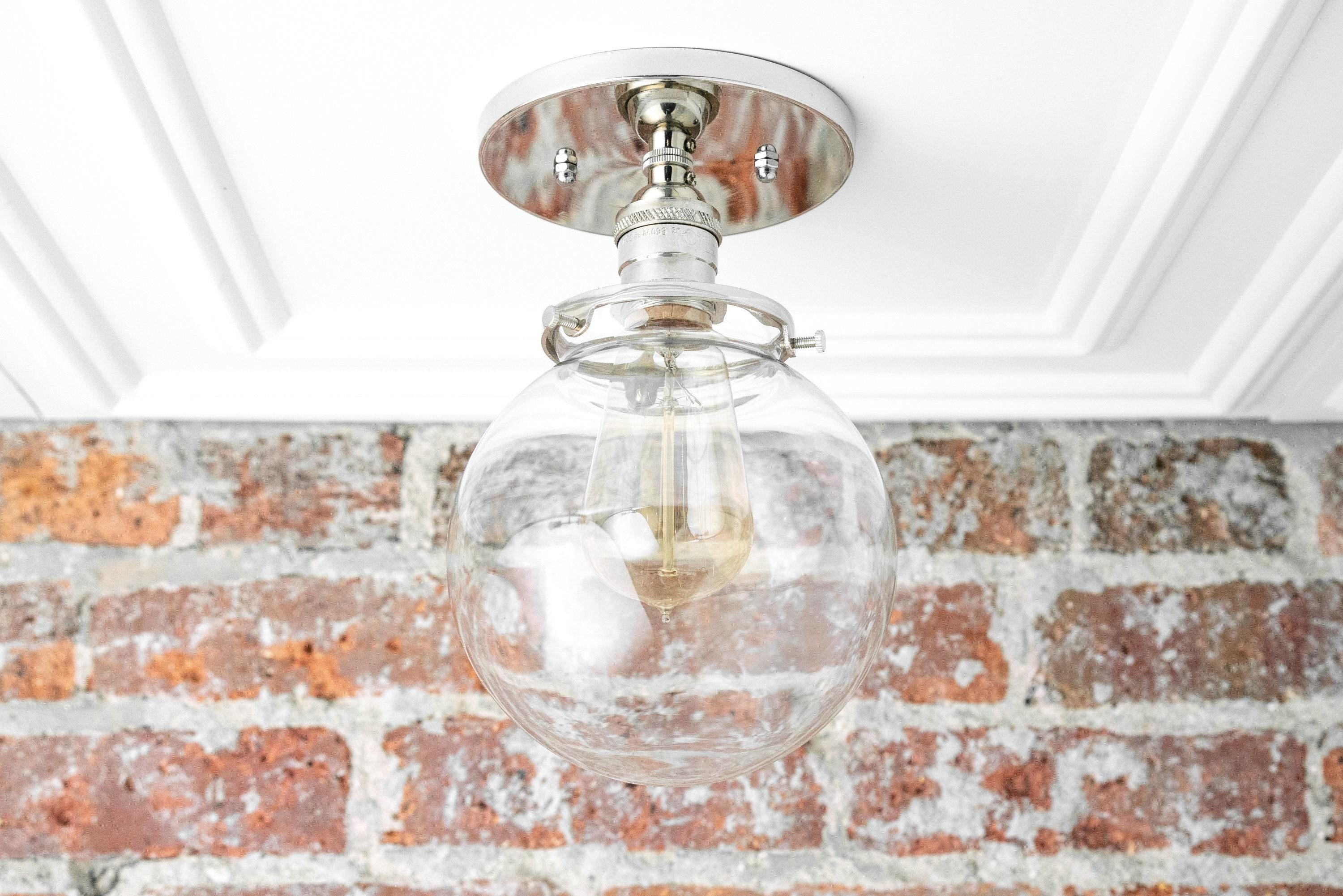 Glorica Glass Retro Globe Ceiling Light - Vintage Industrial Home Lighting K1509
