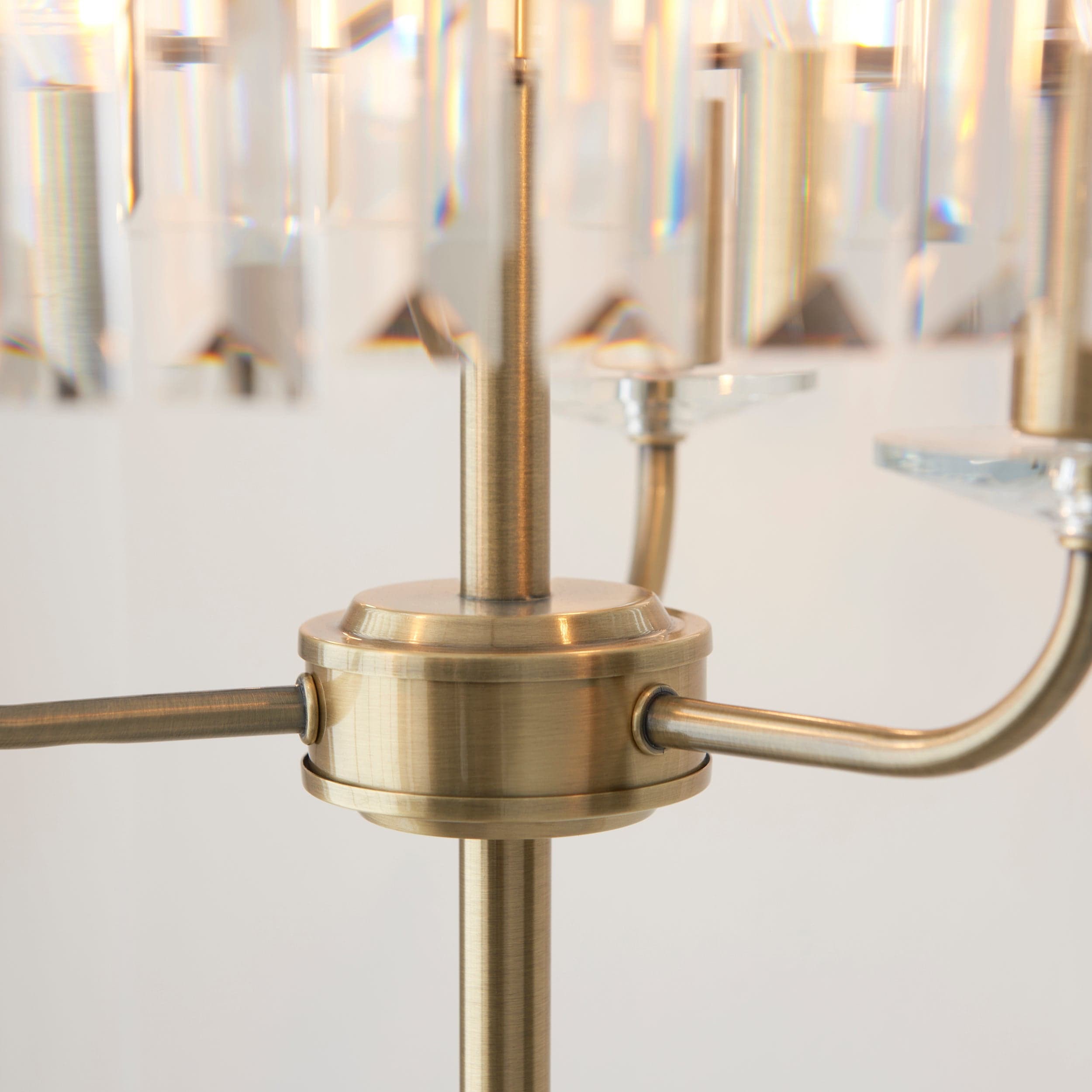 Beveline 3 Light Round Floor Lamp - Faceted Cut Glass Shades Classic Metal Finish For Living Rooms K1844