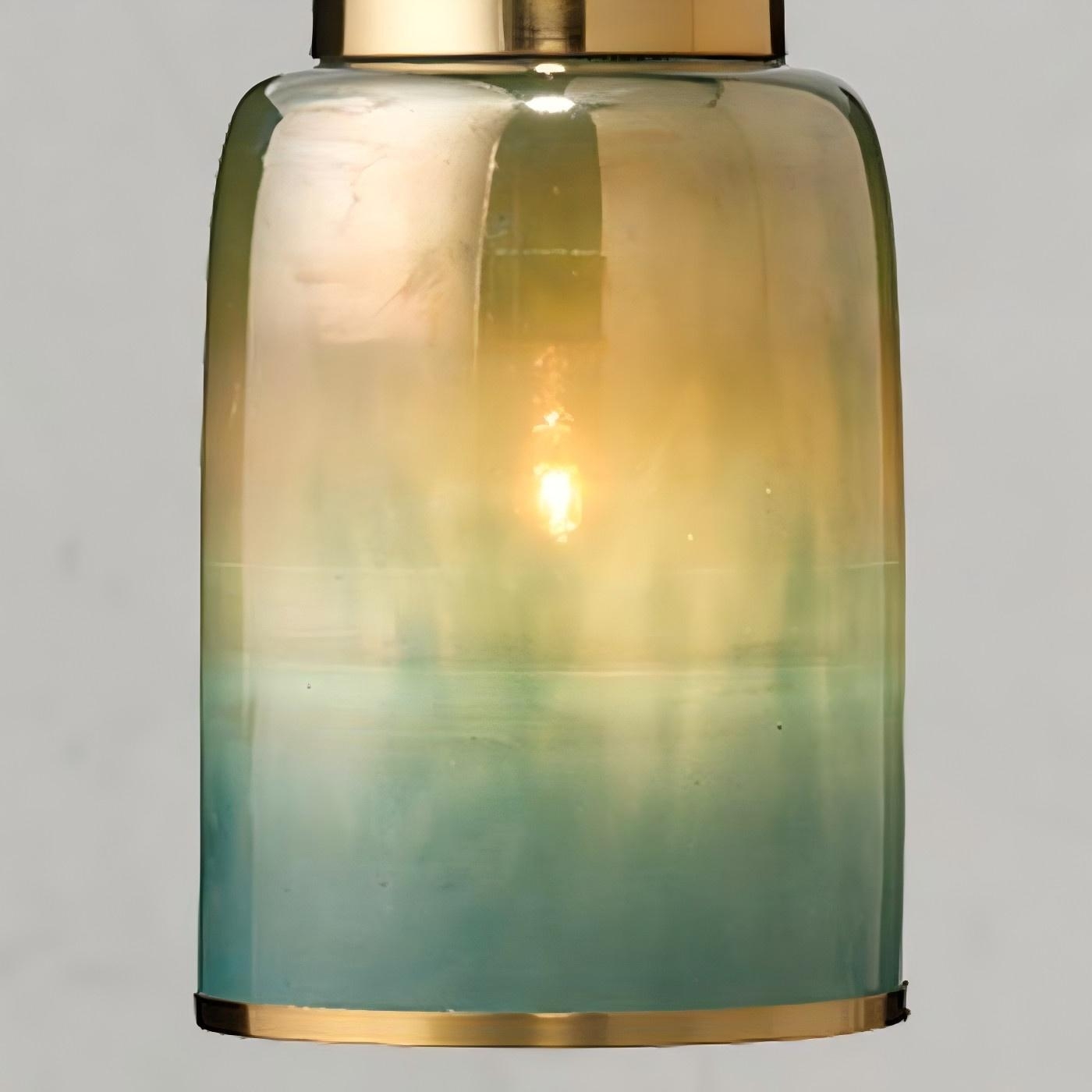 Helvo Elegant Cylinder Pendant Lamp - Hand-Blown Glass Brass Fixture for Entryway K2349