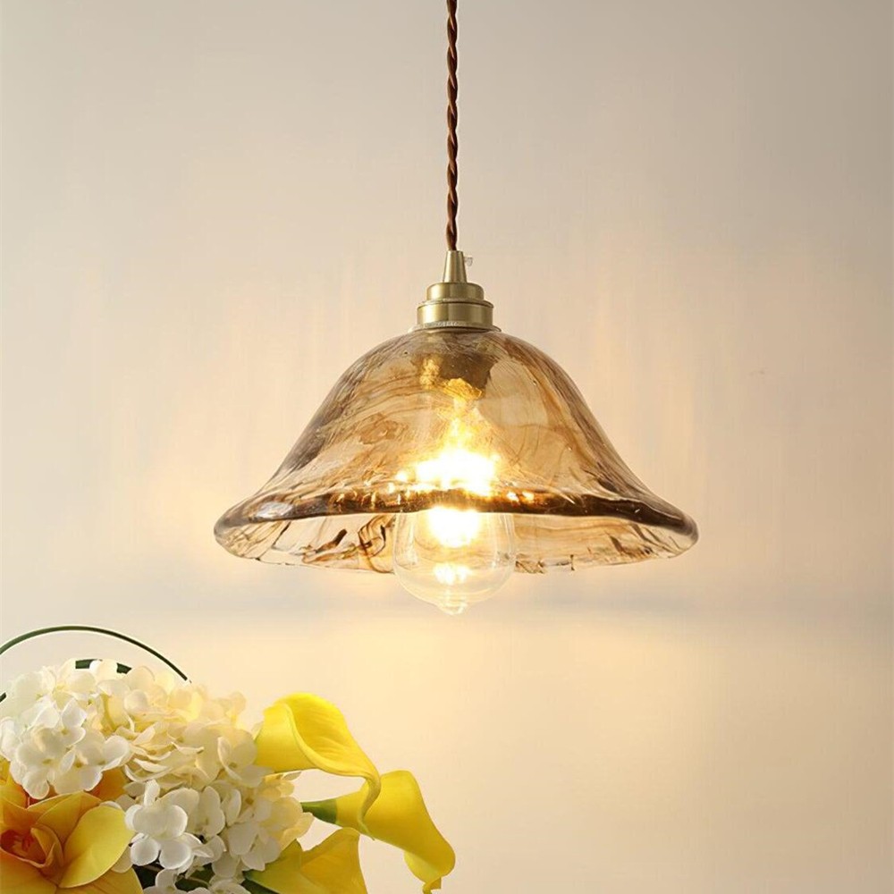 Vintage Irregular Brown Glass Pendant Light K139