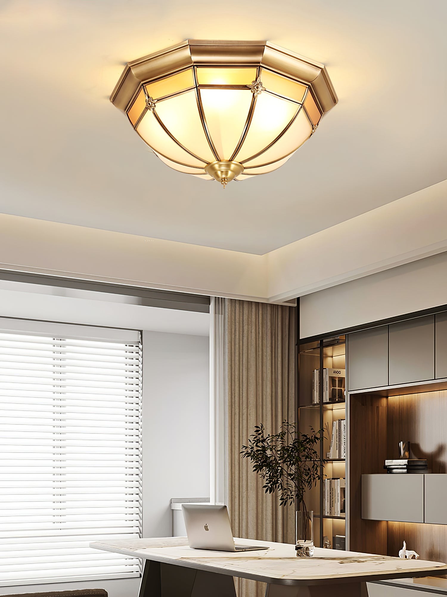 Dome Brass Flush Ceiling Lamp K350