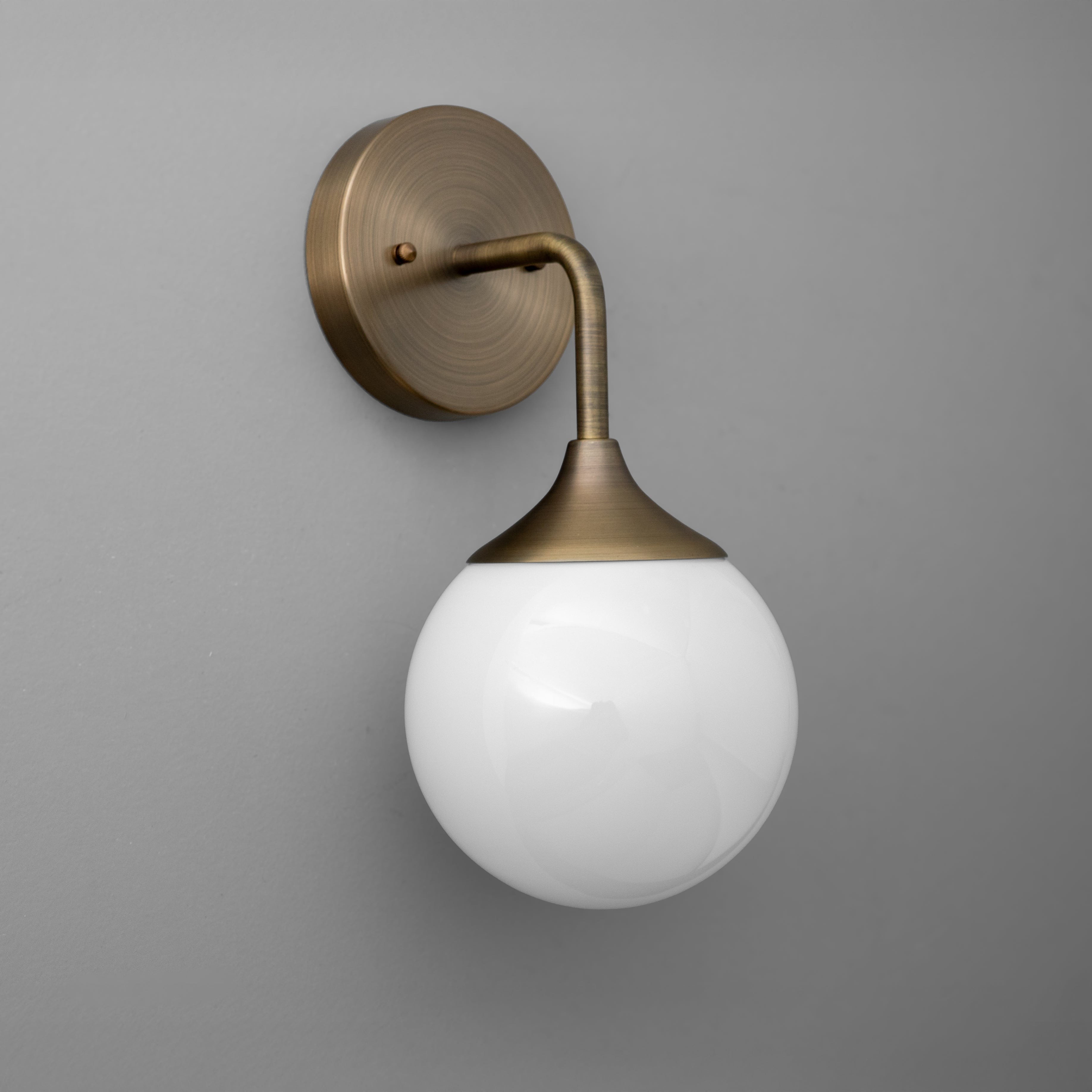 Glorica Glass Wall Sconce - Frosted Globe Light with Brass Fixture K1533