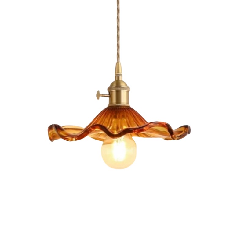 Retro Hibiscus Flower Glass Pendant Light K125