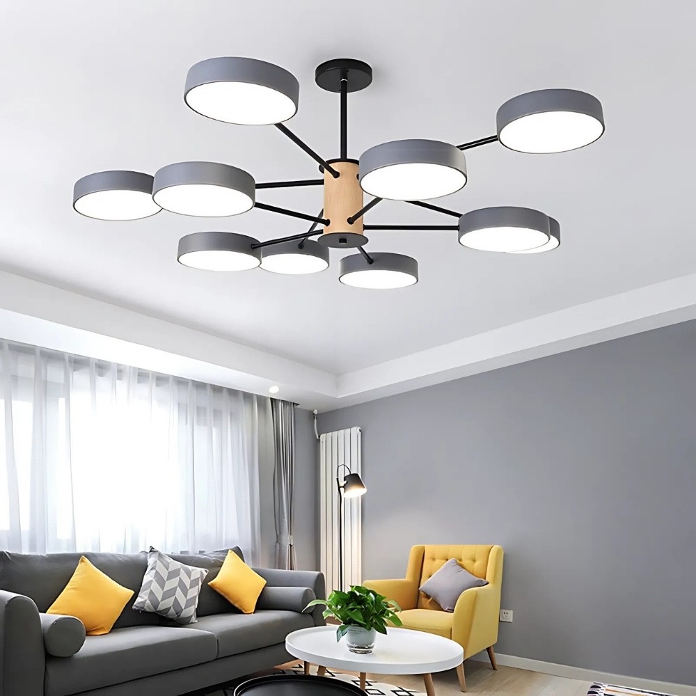 Scandinavian Branched Round Wood Chandelier K896