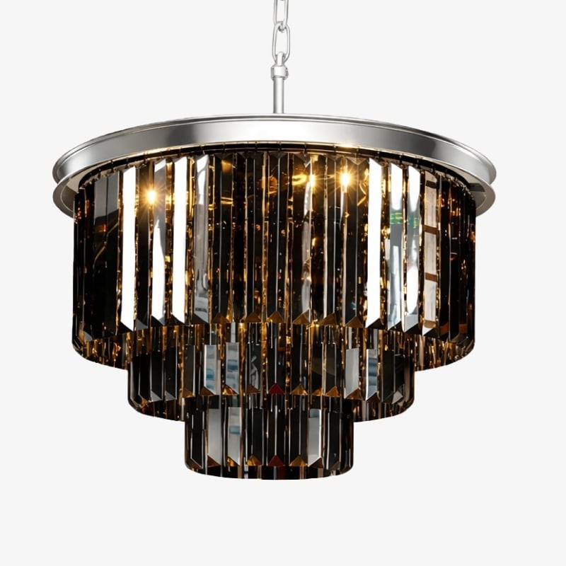 Aurevon Crystal Prism Metal Frame Modern Ceiling Chandelier for Home and Hotel K2071
