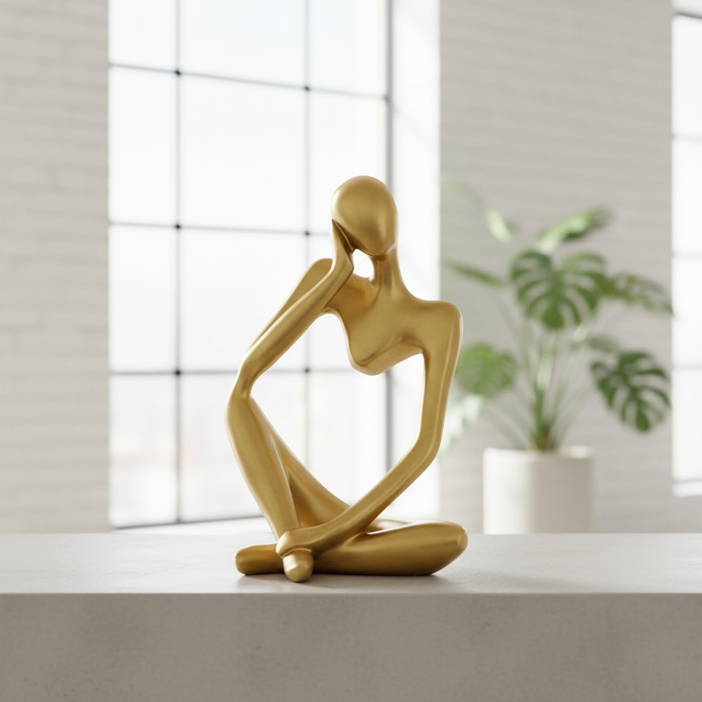 Floxo Artistic Desk and Shelf Figurine - Thinker and Lazy Dog Design for Bookshelves and Tables K2361