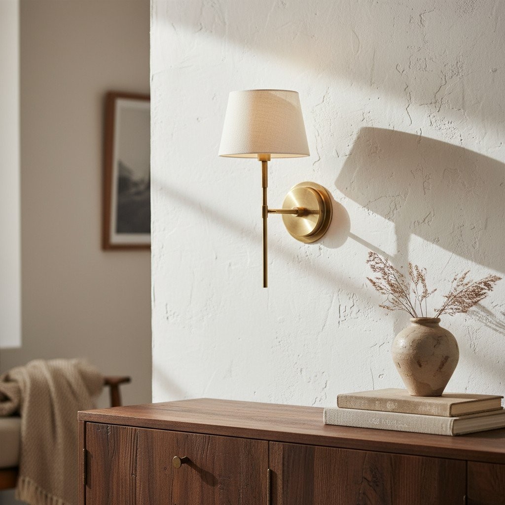 Cremaris Metal Wall Light with Fabric Shade - Timeless Sconce for Interior Lighting K1989