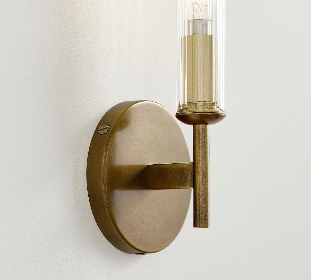 Bravira Ribbed Glass Tube Wall Sconce - Wall Light for Living Room and Hallway K1327