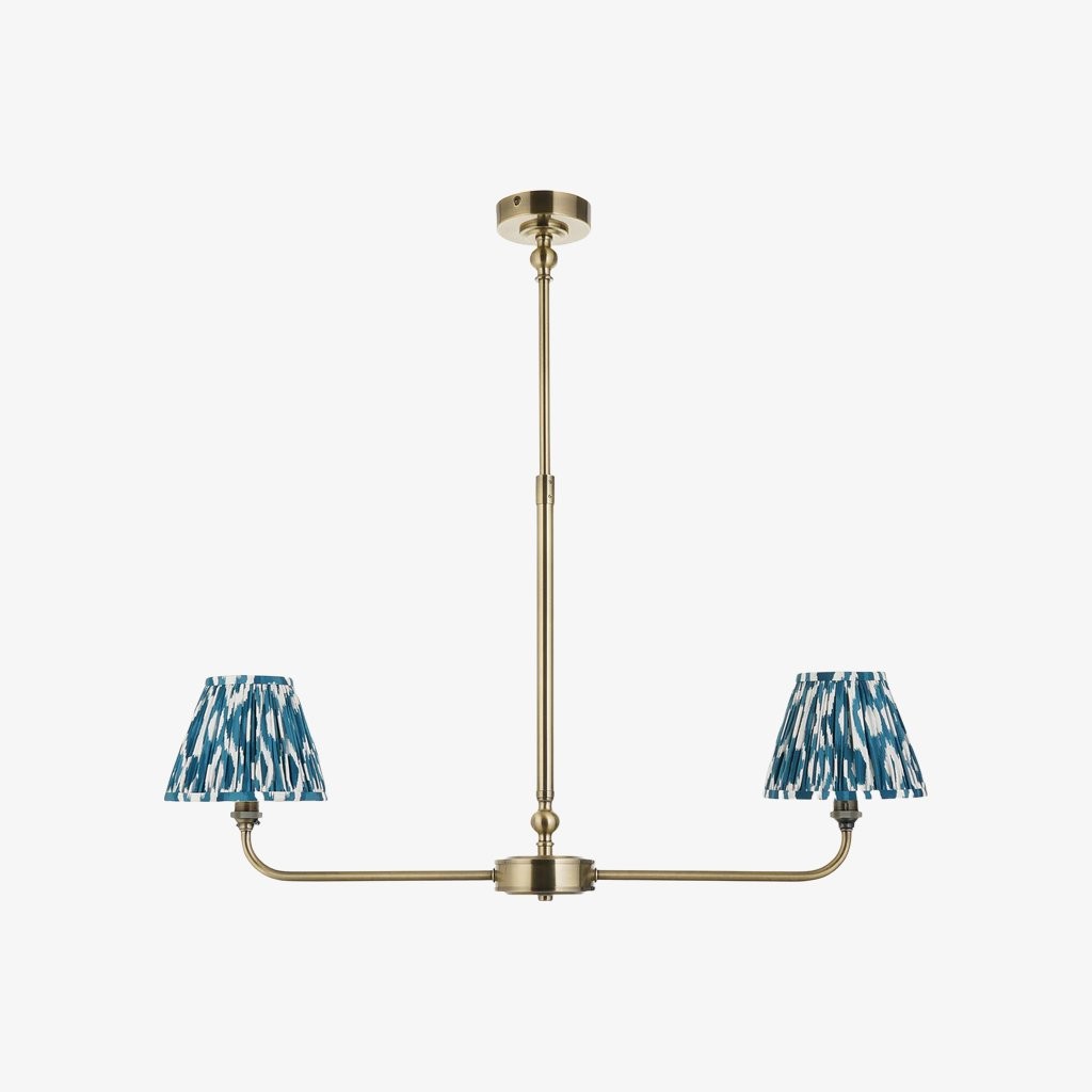 Zevatik Classic Ikat Patterned Fabric Chandelier - Metal Bracket Chandelier K1889