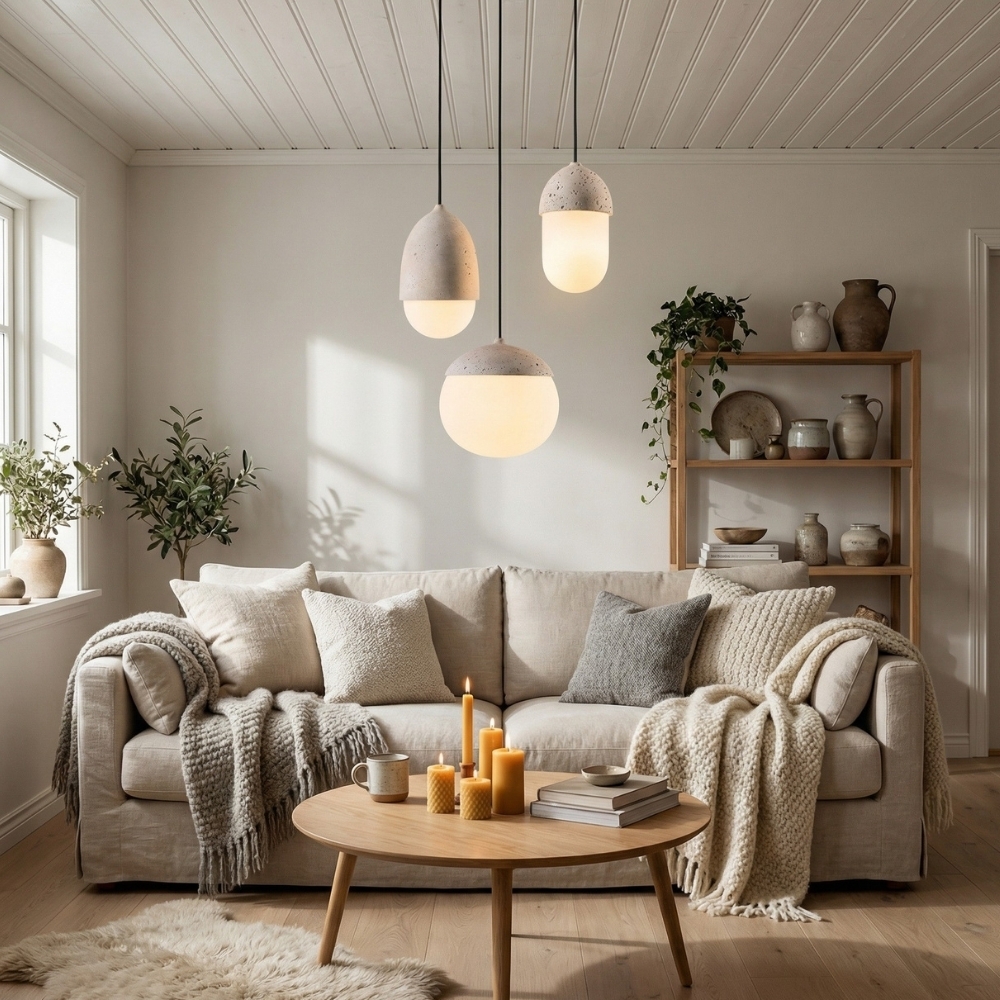 Orbaltis Modern Orb Cluster Pendant Light - Natural Stone and Glass Hanging Lamp for Living or Kitchen K2266