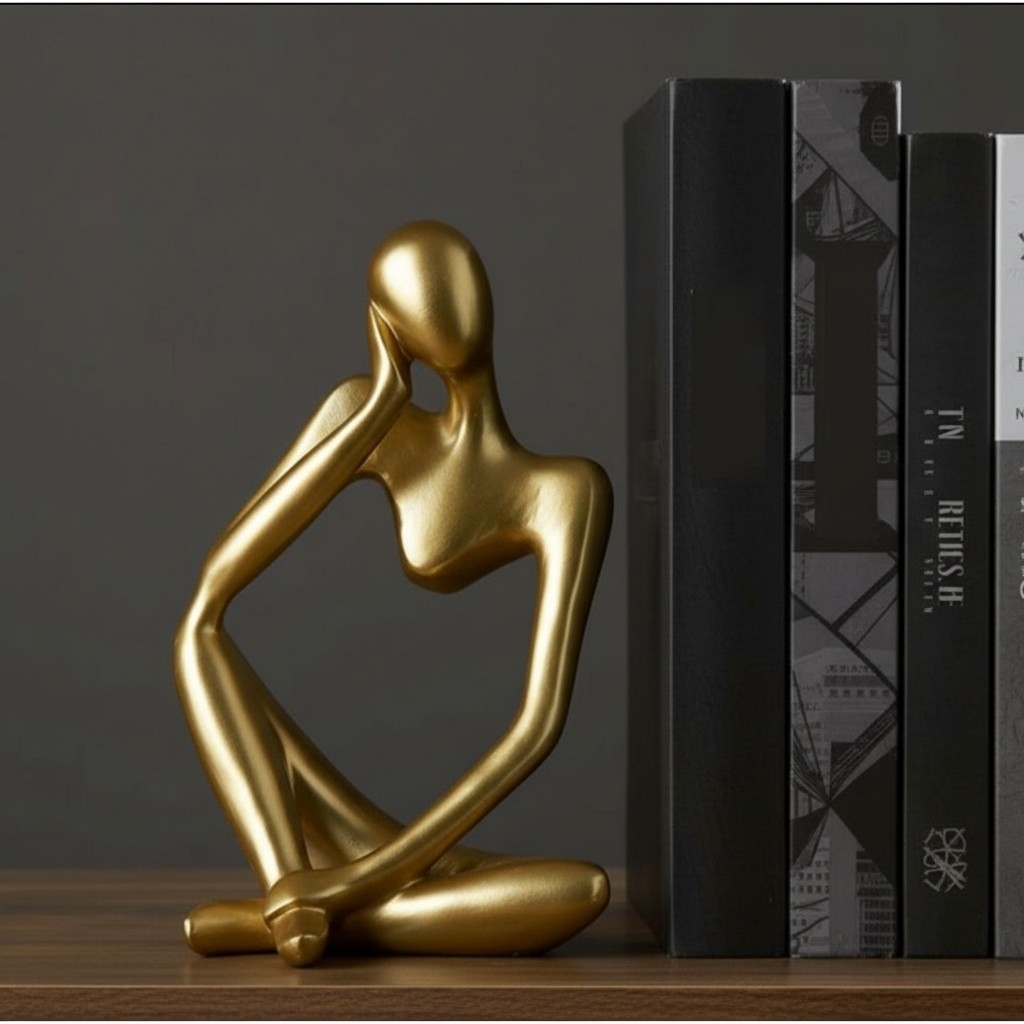 Floxo Artistic Desk and Shelf Figurine - Thinker and Lazy Dog Design for Bookshelves and Tables K2361