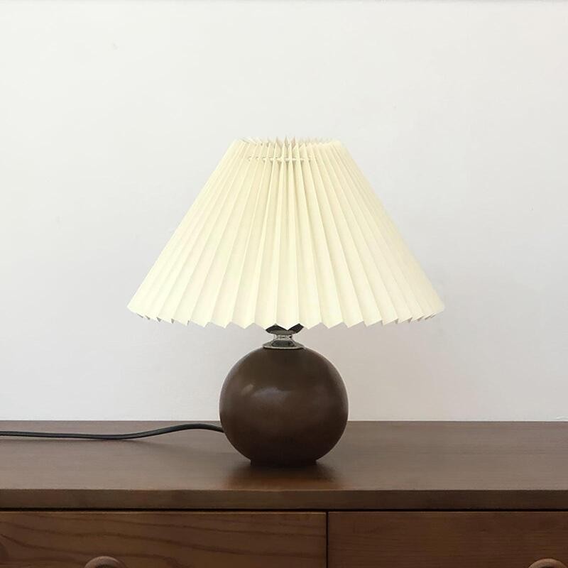 Pleated Wooden Table Lamp For Living Room K09