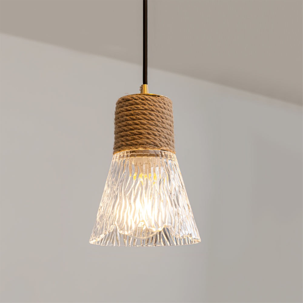 Hemp Rope Glass Pendant Lamp K1031