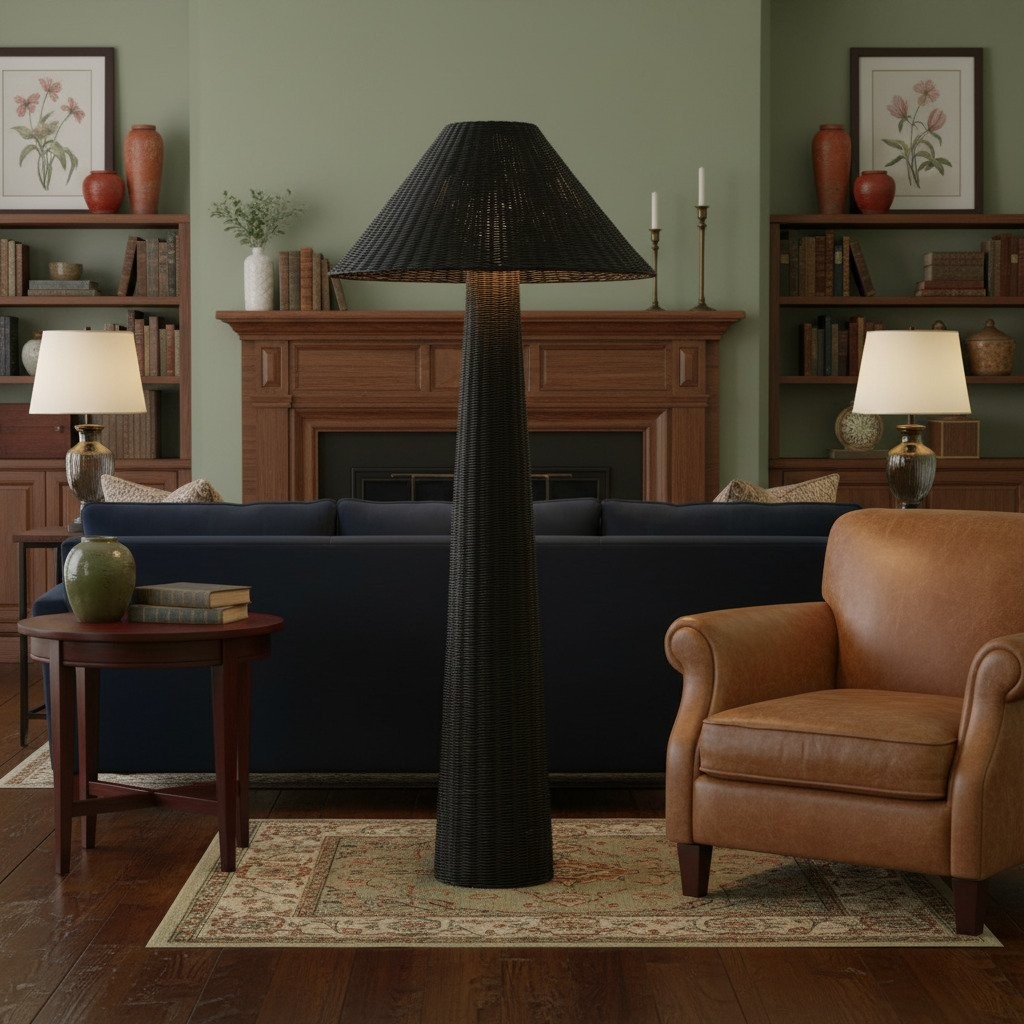Wickara Woven Floor Lamp - Sculptural Rattan Design With Natural Rattan Style K1624