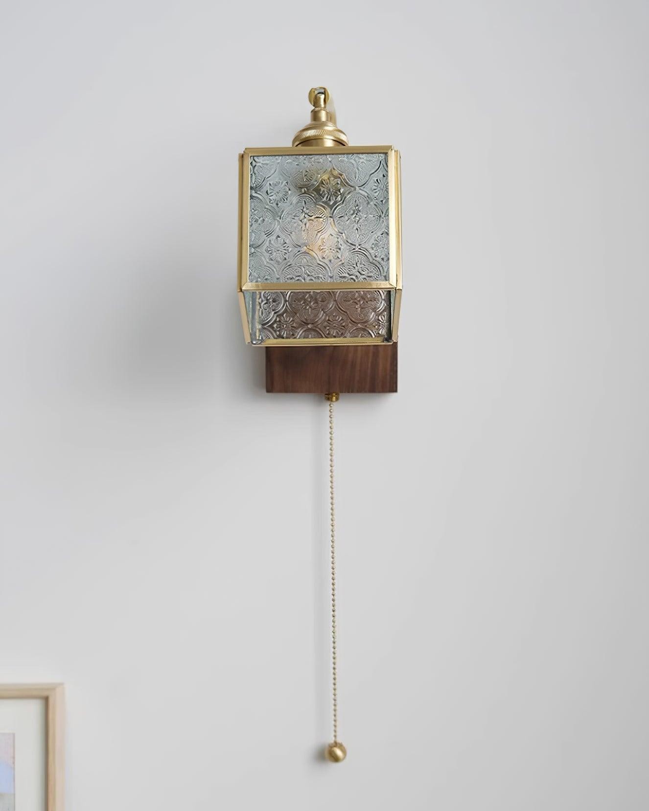 Square Glass Adjustable Wooden Wall Lamp K541
