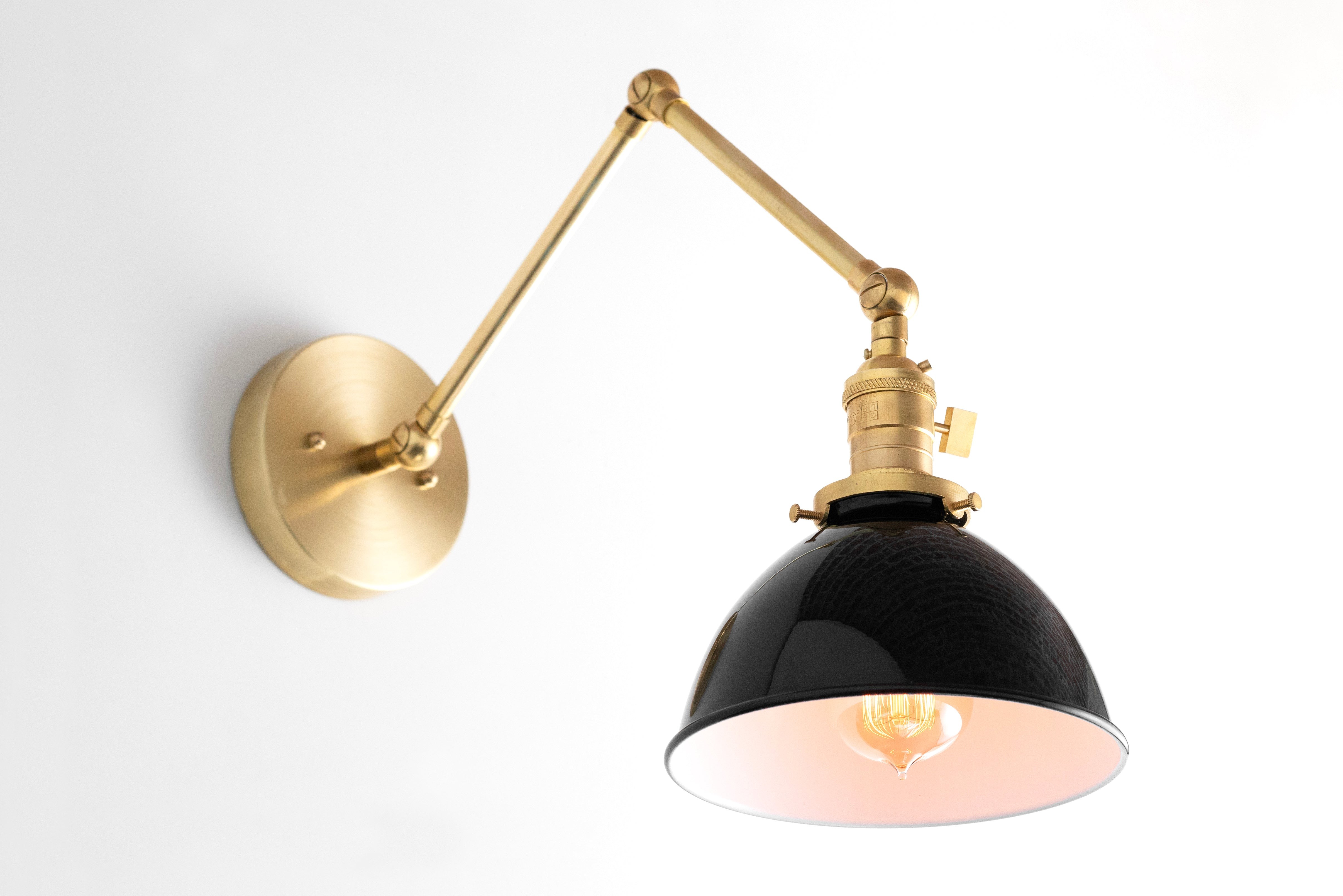 Conique Metal Vintage Industrial Swing Arm Wall Lamp - Adjustable Dome Shade for Study K1467