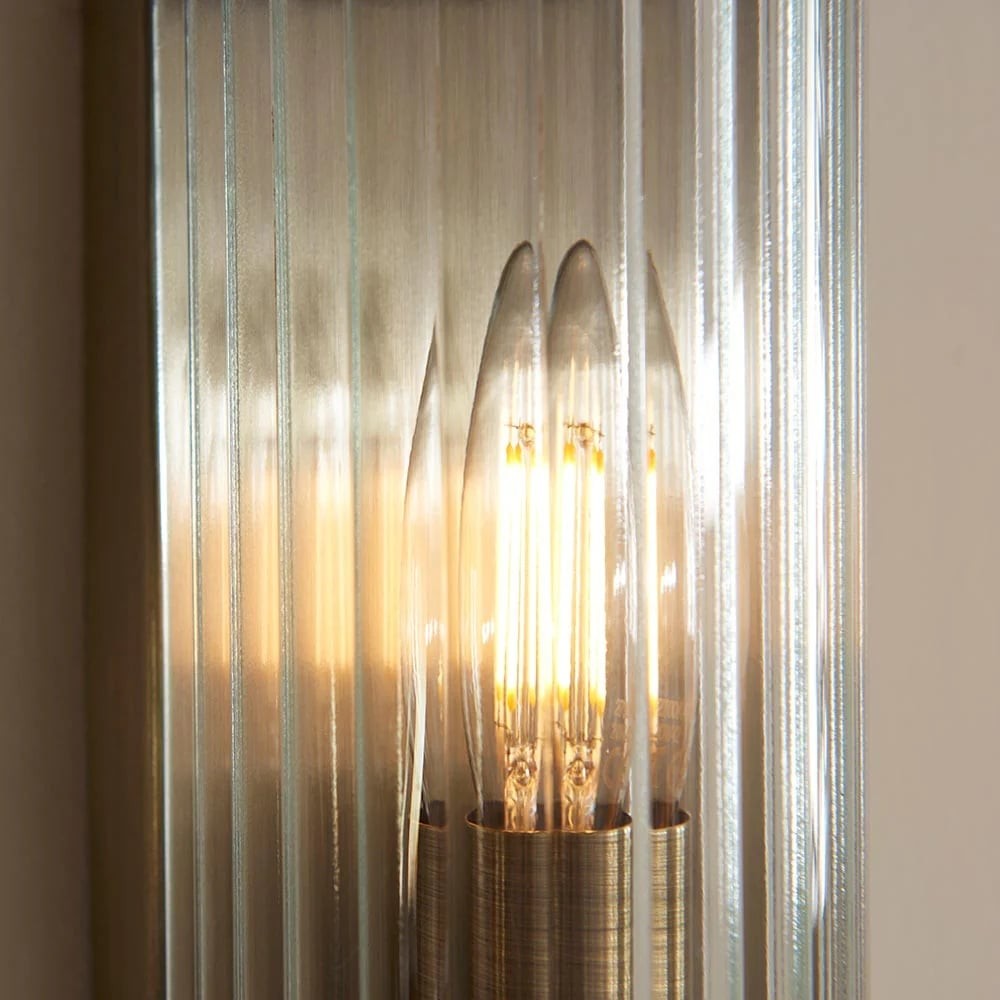 RibGlow Art Deco Ribbed Glass Wall Light - Vintage-Inspired Sconce for Living Room K1808