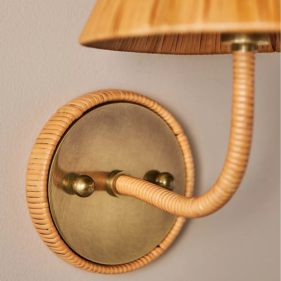 Welanery Textured Woven Look Rustic Wall Lamp - Living Room Accent Lighting K2395