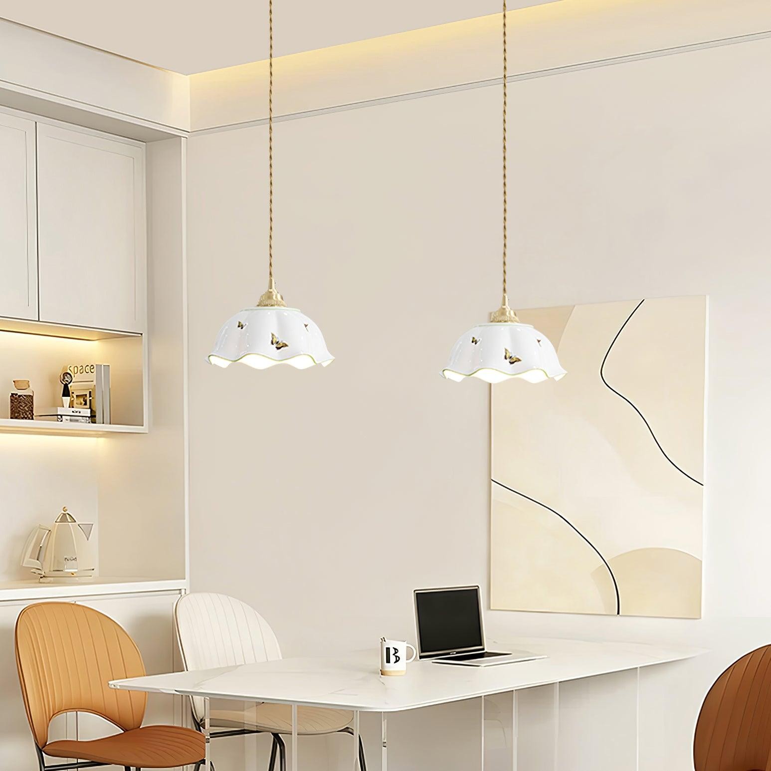 Retro Cream Style Ceramic Pendant Lamp K857