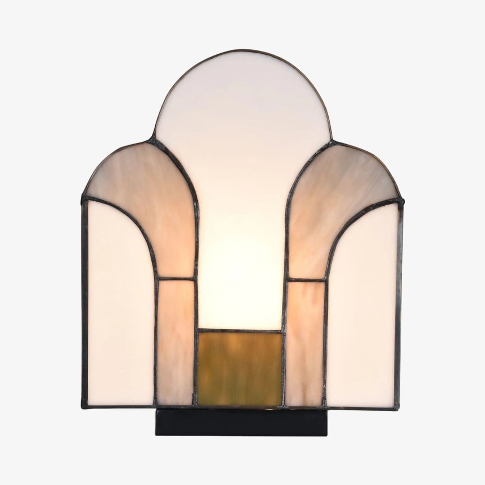 Kelsar Stained Glass Art Deco Table Lamp - Elegant Indoor Accent Light for Living Room or Entryway K1799