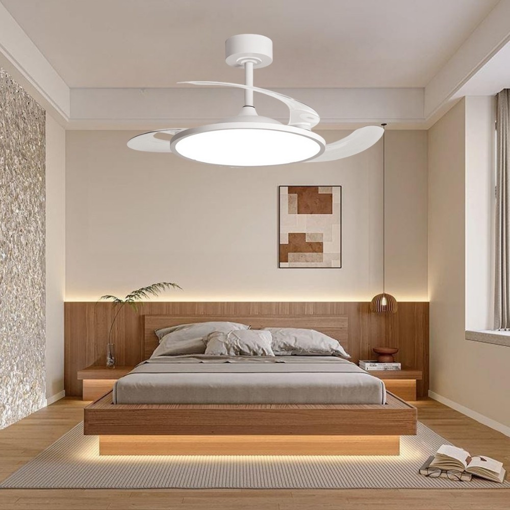 Modern White Round Led Invisible Ceiling Fan Light K1106