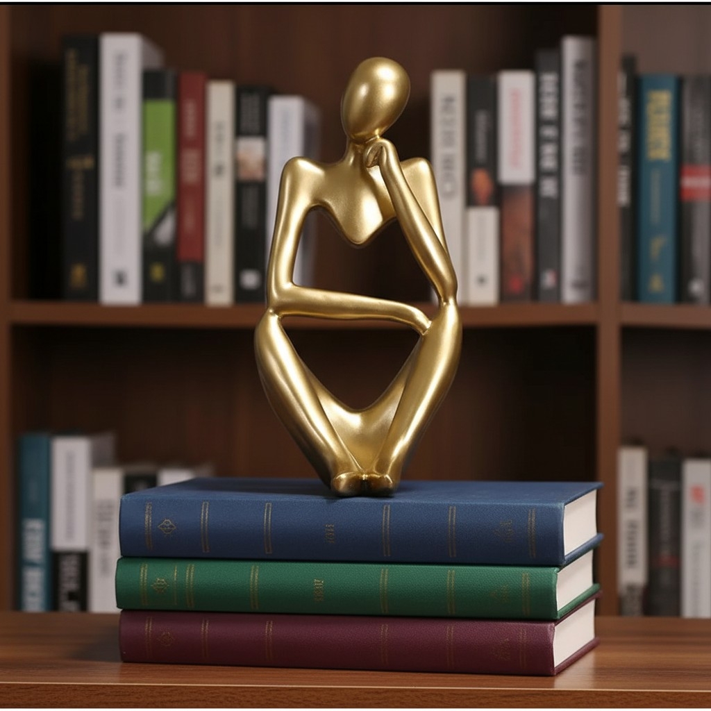 Floxo Artistic Desk and Shelf Figurine - Thinker and Lazy Dog Design for Bookshelves and Tables K2361