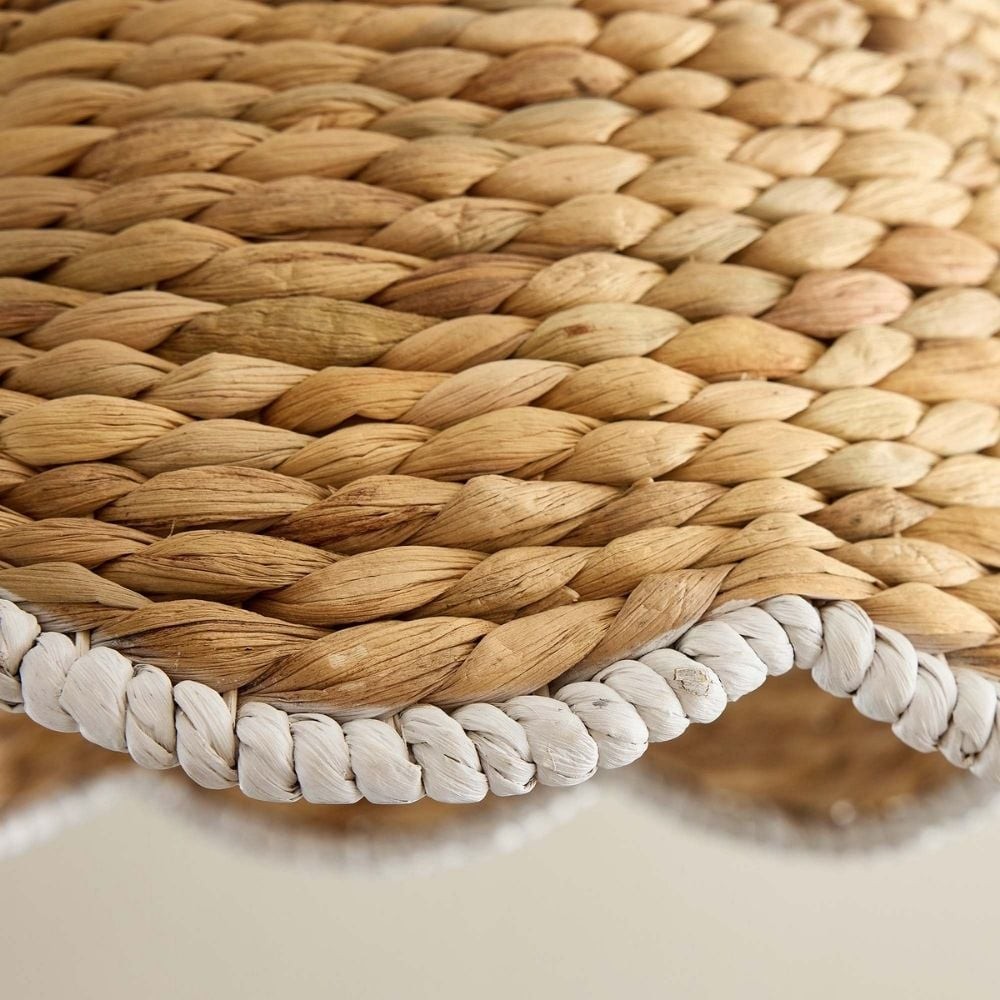 Ruvest Farmhouse Flush Mount Ceiling Light - Scallop Rattan for Warm Interiors K2047