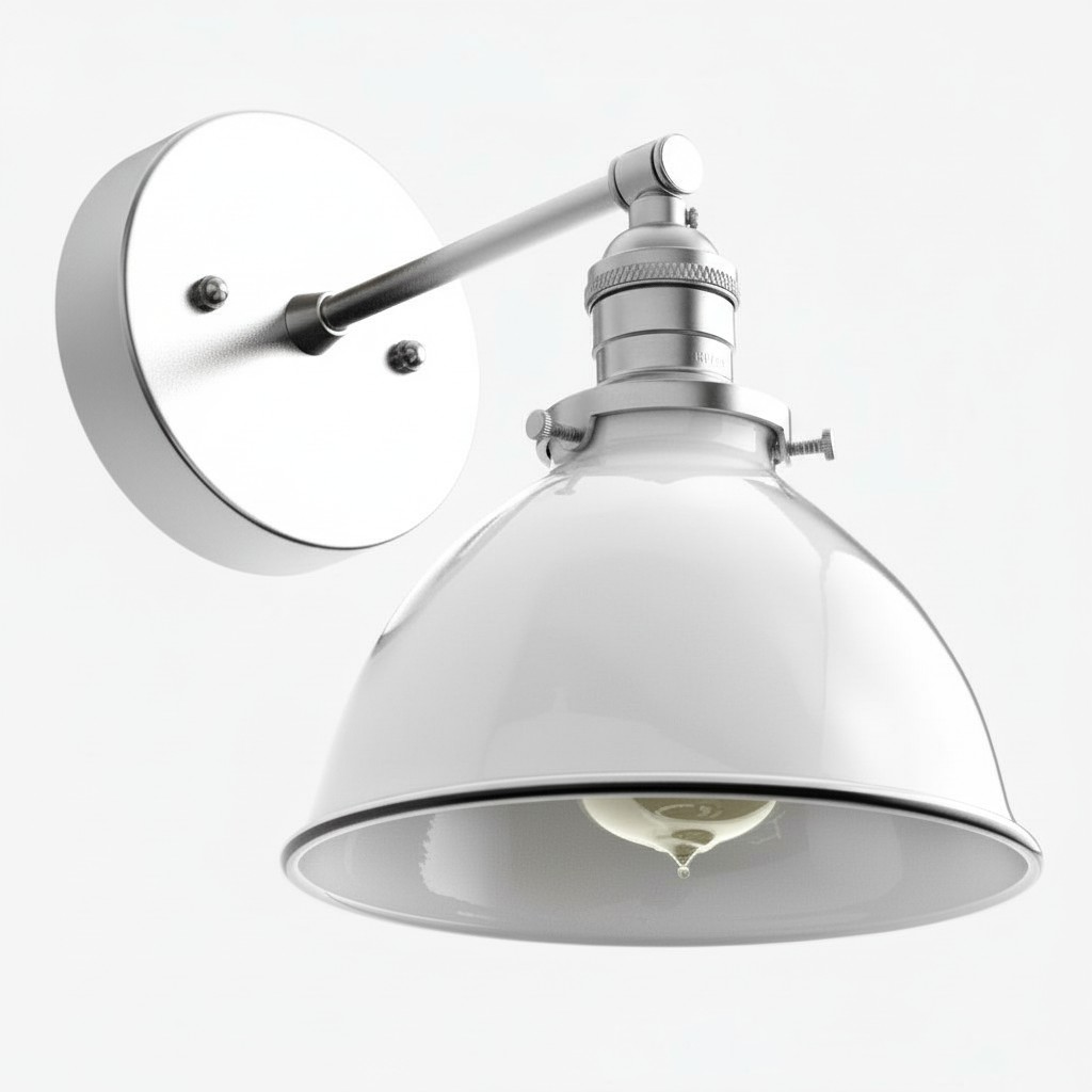 Conique Metal Wall Sconce - White Metal Shade - Industrial Modern Lighting K1446