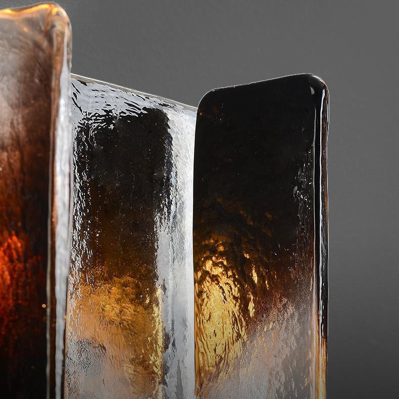 Modern Luxury Rectangle Copper Glass 1-Light Wall Sconce Lamp For Living Room K1231