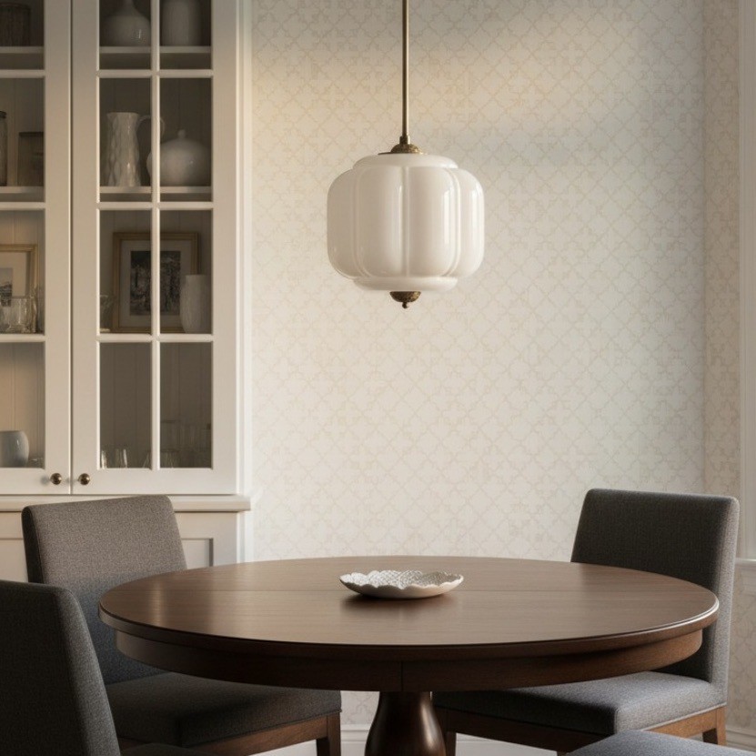 Retro Eloise Milk Glass Pendant Light For Kitchen K946