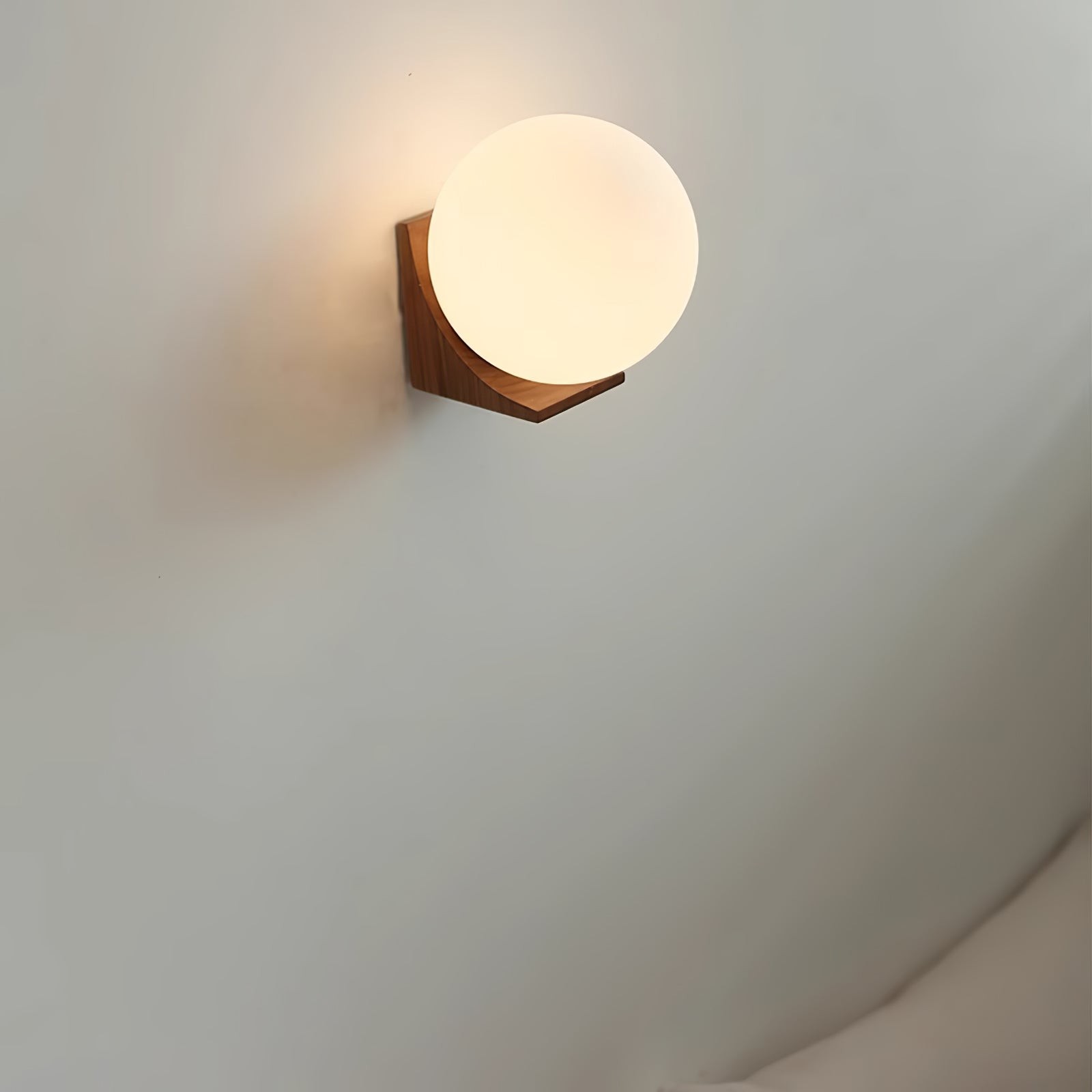 Minimalist Wooden Geometric Bracket Glass Globe Wall Lamp K374