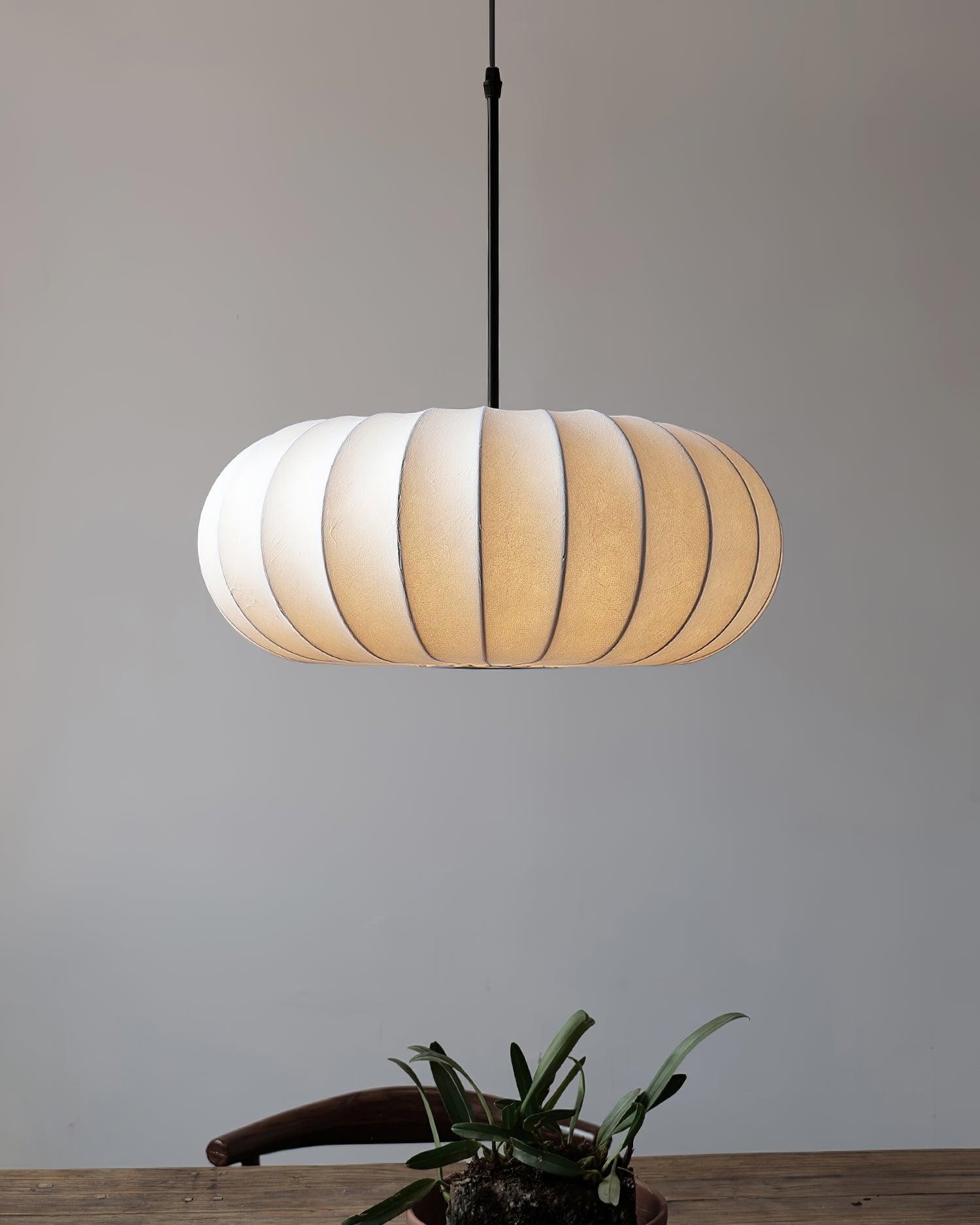 Simple Wabi-sabi White Lantern Fabric Pendant Lamp K744
