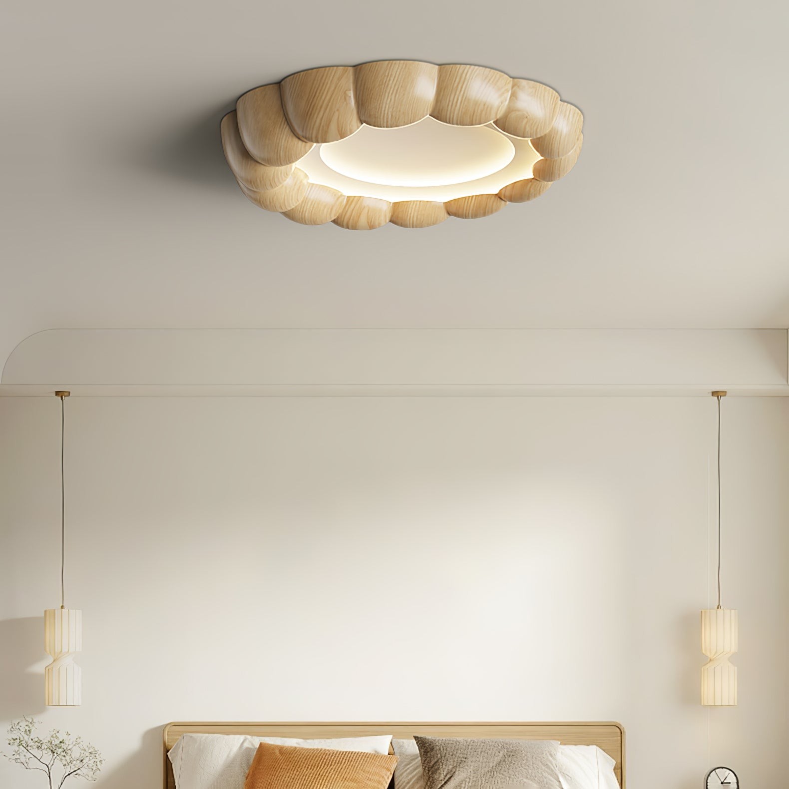 Faux Wood Ripple Ceiling Lamp K377