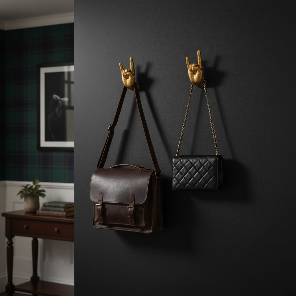 Kickra Minimalist Gold Wall Hands - Decorative Functional Wall Hooks for Shelves Entryways K2362