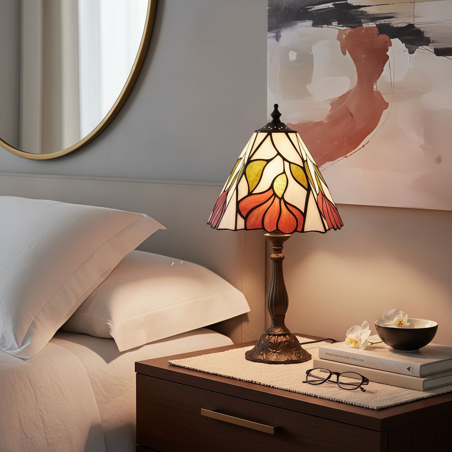 TF Botanica Decorative Table Lamp - Colourful Floral Glass Lamp for Cozy Interiors K1972
